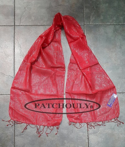 Imagen 3 de 5 de Pañuelo Lurex Bufanda Pashmina Algodón India Hindú Fucsia