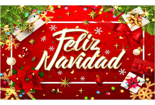 Telón De Fondo De Navidad Rojo Y Dorado Mexicano Español, Su