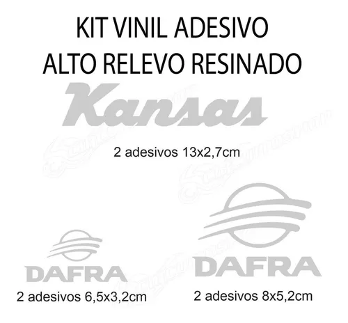 Kit Emblema Adesivo Resinado Dafra Kansas Custon Preto