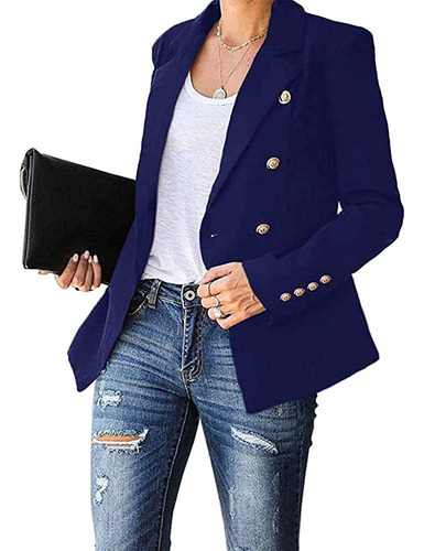 Blazer Para Mujer Slim Fit De Oficina Con Solapa Y Botones