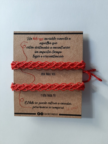 Set De 2 Pulseras Artesanalerojas Para Compartir Waterproof 