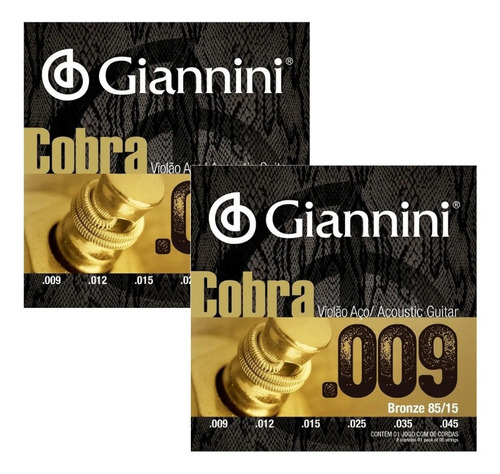 Kit 2 Encordoamento Para Violao Giannini Bronze 85/15 009