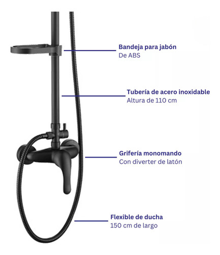 Columna Ducha Circular Notte Con Monomando Taumm