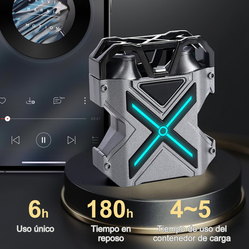 Auricular In-ear Gamer Inalámbrico Omega Gamer K89 Gris Con Luz Led