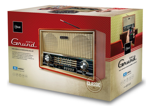 Parlante Mlab 8733 Retro Grund Bluetooth Usb Fm Color Café