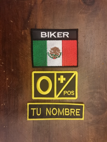 Bordados  Nombre Personal Tipo De Sangre Bandera Biker Mex 