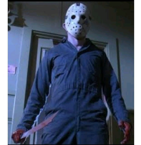 Imagen 4 de 9 de Mascara Con Traje Y Machete Jason Viernes 13 Halloween