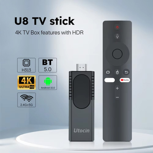 Tv Stick Android Fire 4k Utocin Wifi 5g Control Voz Smart Tv Negro De Voz