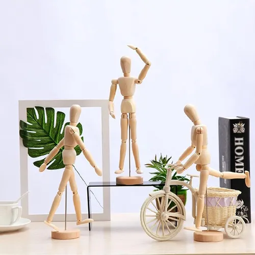 Figura Humana 30+11cm Madera Maniquí Para Arte Y Dibujo
