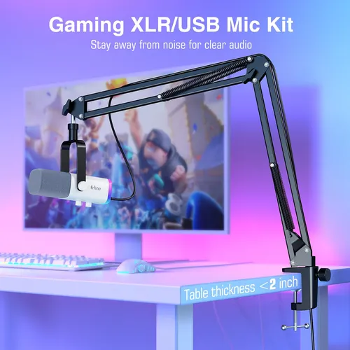 Micrófono Para Juegos Fifine Am8t Usb/xlr Dynamic Con Rgb Wh