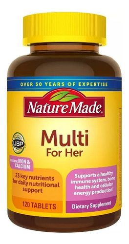 Nature Made Multivitaminas Multi For Her Con 120 Tabletas Sabor Sin Sabor