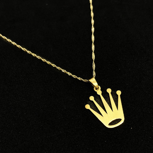 Cadena Y Dije Corona Oro 18k Oro 18k 55 Cm