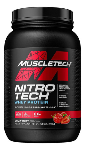 Proteína Aislada Muscletech Nitro Tech Whey Protein X 2.2 Lb Sabor Strawberry