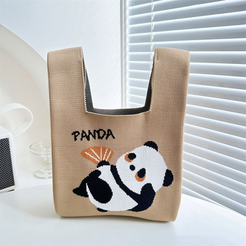 Bolso De Punto Panda Tote Bag De Punto A La Moda Para Mujer