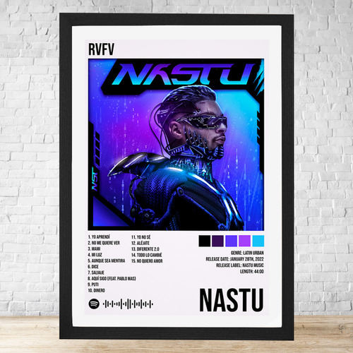 Cuadro Rvfv Nastu 30x40 Con Vidrio Y Marco C306 Negro Moderno