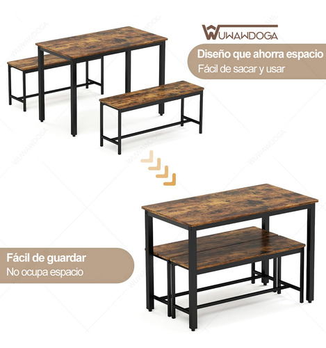 Juego Mesa De Comedor Rectangular Con 2 Sillas De 4 Personas