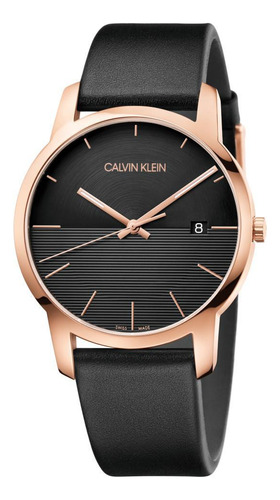 Relógio Masculino Calvin Klein City Rosegold Couro K2g2g6cz