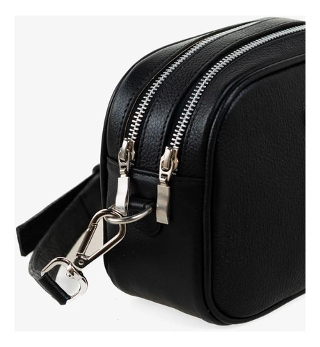 Cartera Heyas De Mujer De Cuero Zapo Negro Lisa Níquel Negro