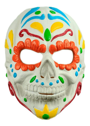 Máscara Calavera De Azúcar Día De Muertos Sugar Halloween Color Blanco