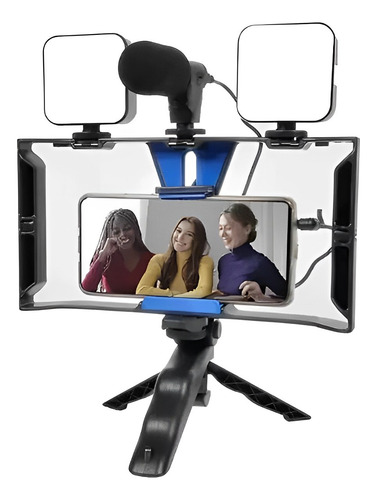 Estabilizador De Celular Telefono Bluetooth Tripode Estabilizador Gimbal Con Focos Led Y Micrófono Kit De Grabacion Y Creación De Contenido Soporte Para Celular Estabilizador Tipo Ulanzi