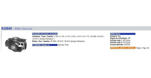 Junta Universal Coluna Direção Hidráulica Mb 709 710 712 912