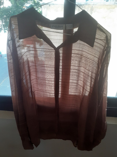 Blusa Transparente Marrón En Poliéster 