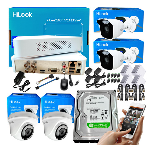 Kit Camara De Seguridad 4 Ch 1080 + 4 Cam + D 1 Tb Sin Cable