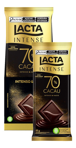 Kit C/17un Chocolate Barra Lacta Intense 70% Cacau Orig 85g