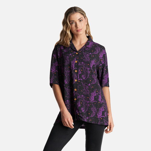 Camisa Mujer Cola De Tigre Print Negro Haka Honu