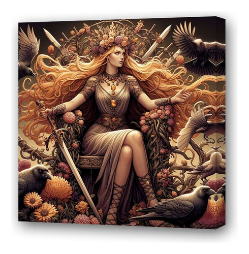 Cuadro 45x45cm Freyja Amor Y Guerra Diosa Mitologica M4