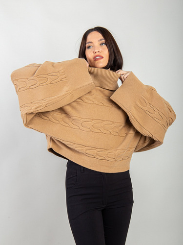 Sweater Polerón Crop Mangas Anchas Y Trenzas 963 Nis
