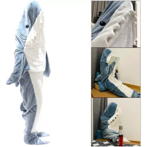 Saco De Dormir Shark De Forro Polar Supersuave Con Capucha