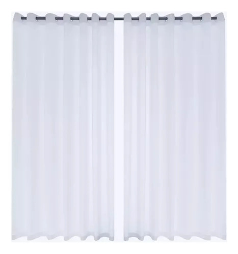 Cortina Velo Liso Con Argolla 140x230 Cm 2 Paño - Blanco