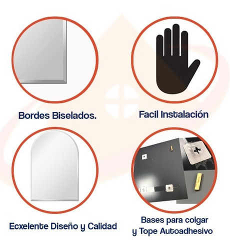 Espejo Capilla 50 X 60 Cm Bordes Biselados Vidrio Baño