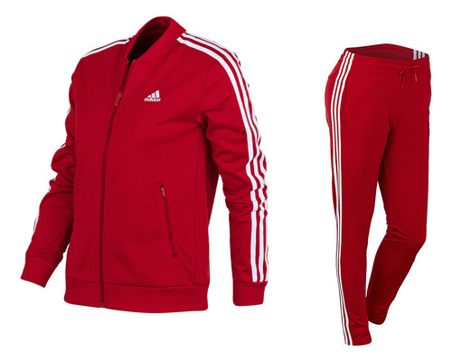 Conjunto adidas Essentials 3 Tiras Mujer Rojo Solo Deportes