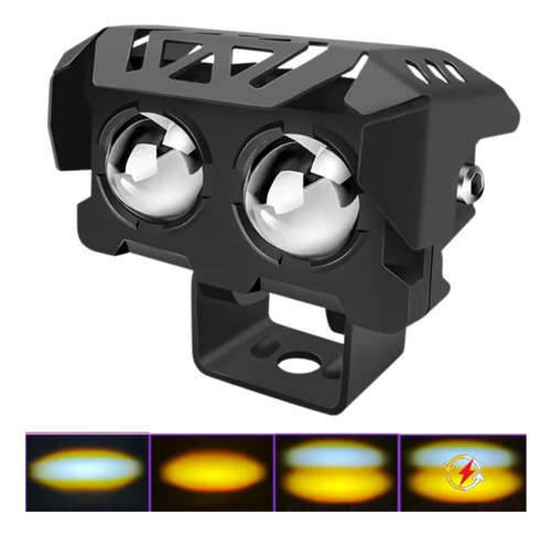 Faros Led 2 Lupas Alta Potencia Blanco/ambar Con Estrobo
