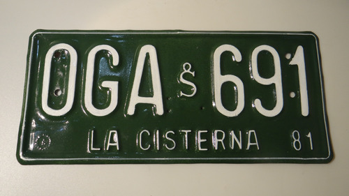 Placa Patente Antigua , La Cisterna 81.