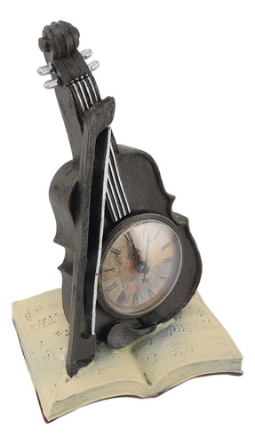 Reloj De Sobremesa Con Modelos De Violín, Escultura Vintage