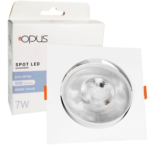 Spot Led De Embutir 7w Quadrado 10,5cm Bivolt Branco Neutro Cor Branco Neutro 4000k