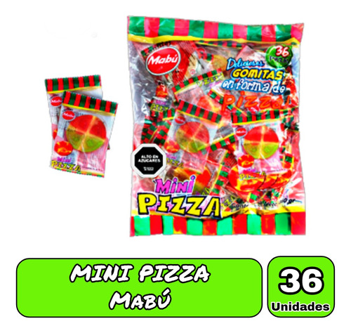 Bolsa De Gomitas Mini Pizza Mabú -bolsa 36 Unidades