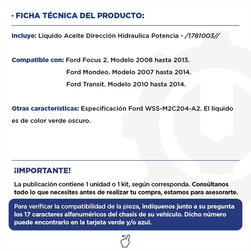 Imagen 2 de 9 de Liquido Aceite Dirección Hidraulica Potencia Ford Original