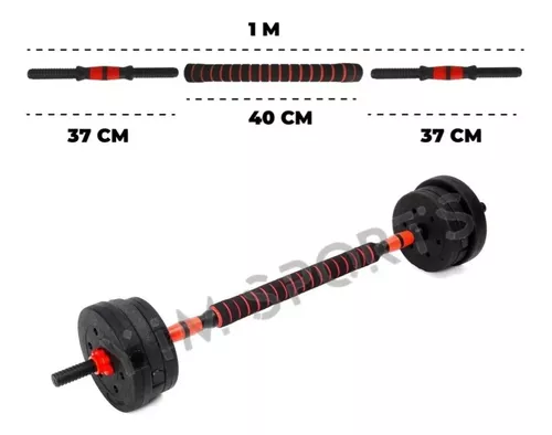 GENERICO Pesas y Mancuernas ajustables 2 en 1 set 25kg c/ barra unión