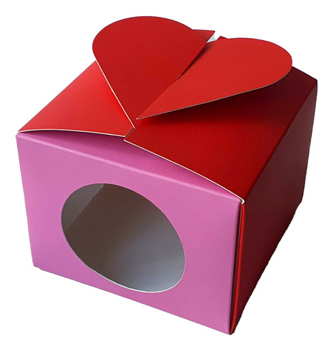 20 Cajas Visor Estuche Corazón 11x11x8 Cm Lencería Bombones 