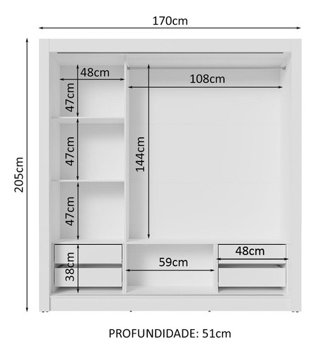Guarda-roupa Casal 3 Portas Espelho Sublime Plus Madesa Cor Branco