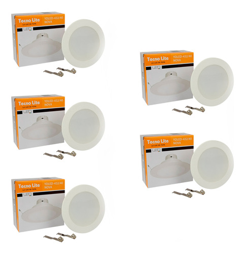 5 Plafones Para Techo Led 11w Luz Neutra 100° Tecnolite