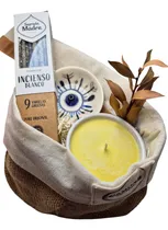 Comprar Porta Sahumerio Ojo Turco Cerámica + Vela Soja + Sahumerio 