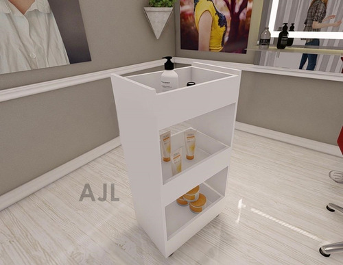 Mostrador de lavandería con 4 ruedas, color de los muebles: blanco