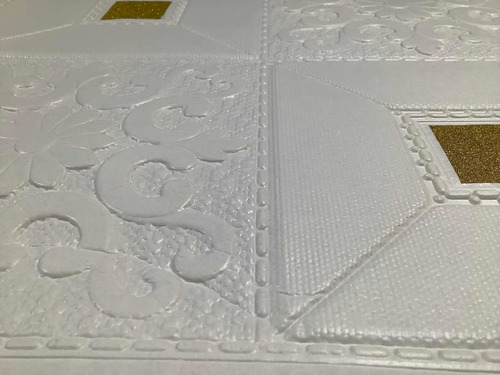 Imagen 6 de 7 de 20 Pegatinas Pared 70x35cm C/u Papel Tapiz 3d, Blanco Dorado