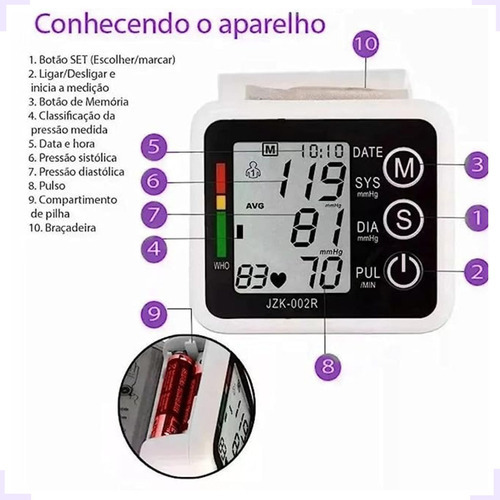 Medidor De Pressão Arterial Automático De Braço E Pulso Mede