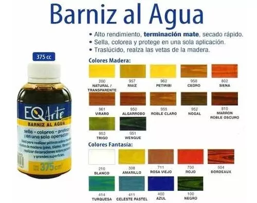 Barniz Al Agua Color Eqarte Varios Tonos 375 Ml Set X3 Unid - $ 2.625
